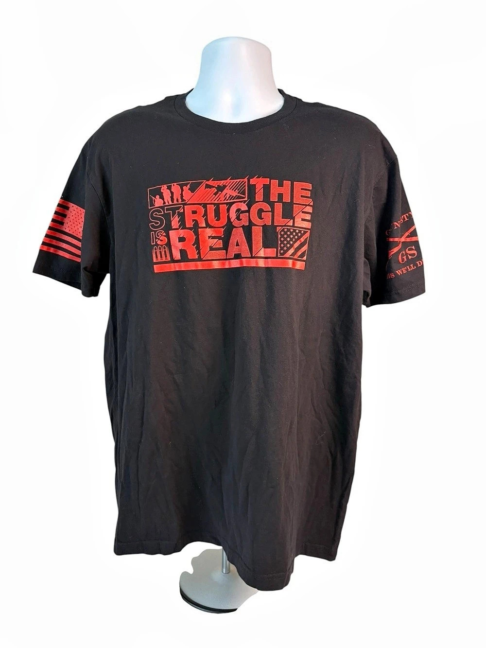 Grunt Style Men’s The Struggle Is Real T-Shirt Graphic Tee in Black & Red Size X